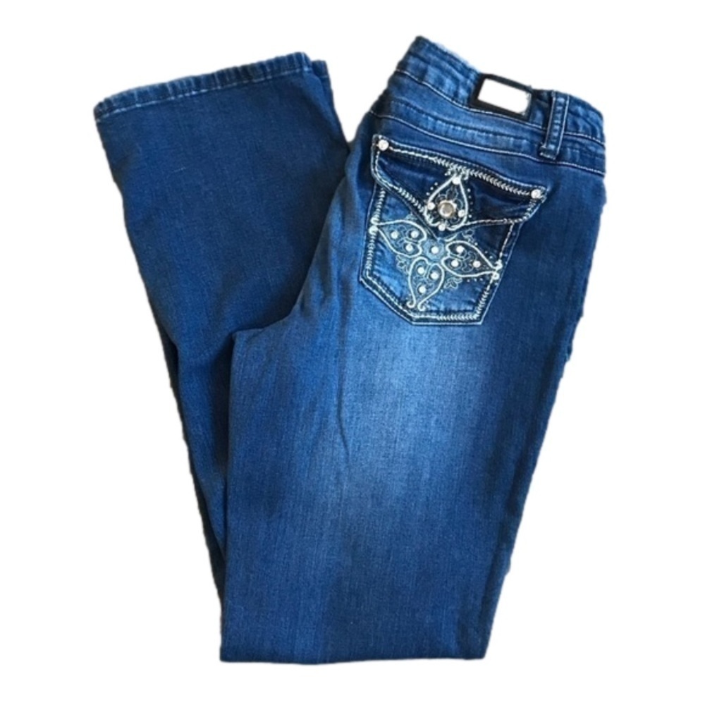 Earl Jeans Bling Back Flap Pocket Stretch Denim Bootcut Jeans Size 10